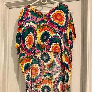 Floral Tie Dye High/Low Boxy Crop Top